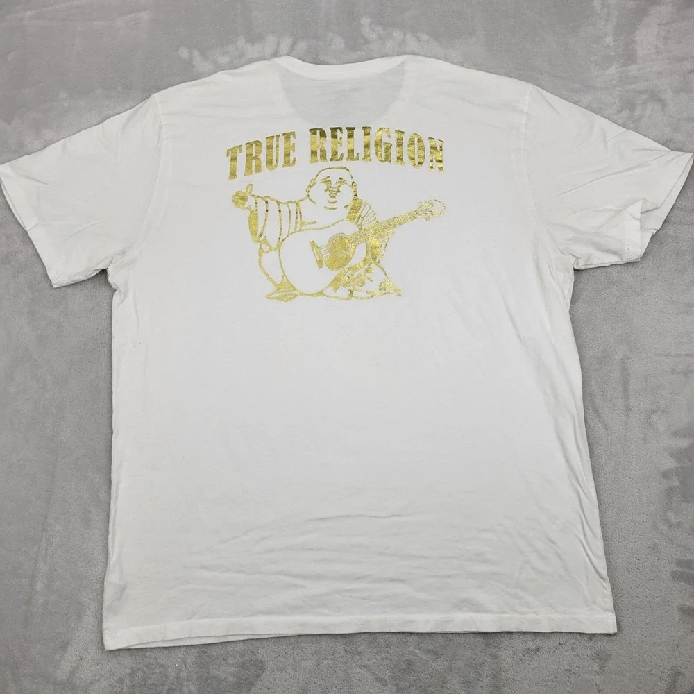 True Religion Shirt Mens XXXL‎ Basic Biker Buddha Guitar Two Sided Adult 3XL*